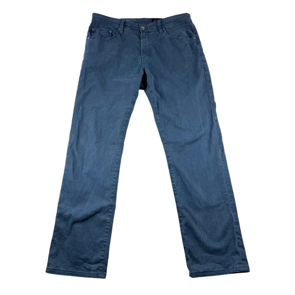 AG Adriano Goldschmied Everett Slim Straight Pants 34x34 Blue Cotton Casual